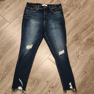 Parker Women's Dark Blue Distressed Skinny Jeans- Size 30